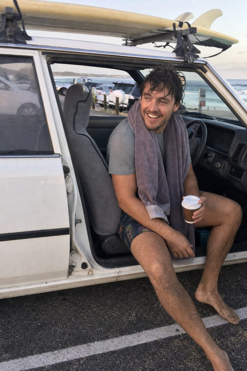 Fresh out of the surf. Drive home soaking.